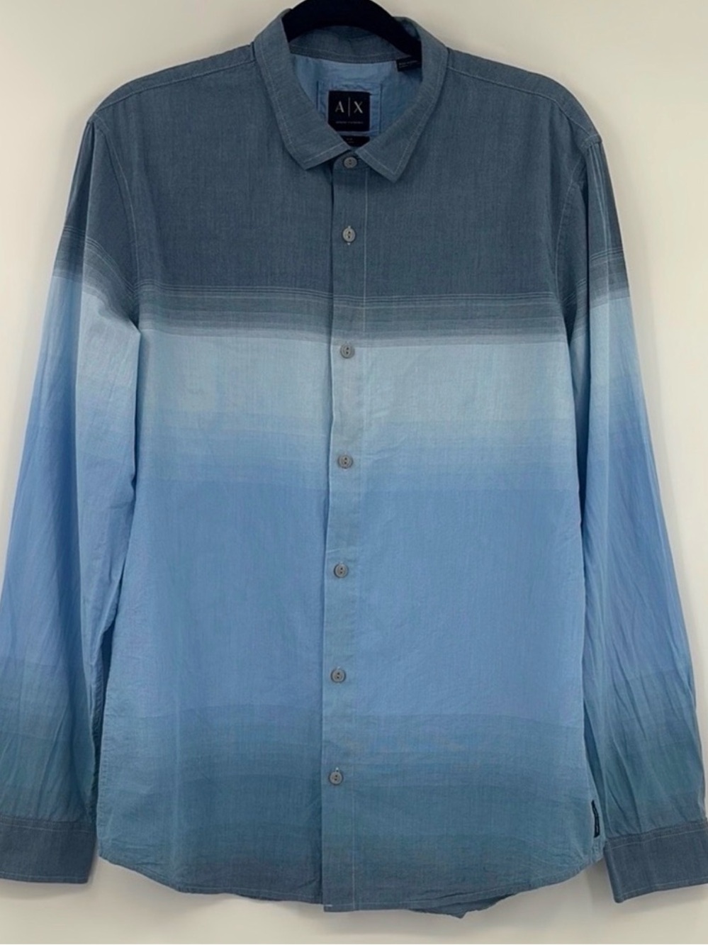 Armani Exchange Slim Fit Ajustee Retro 70’s Ombre Striped Button Down Shirt
